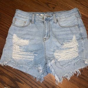 Super high rise jean shorts